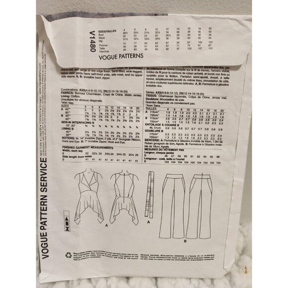 Vogue V1480 Donna Karan Collection Top & Pants | Sizes 4–12 | UNCUT - Picture 4 of 11